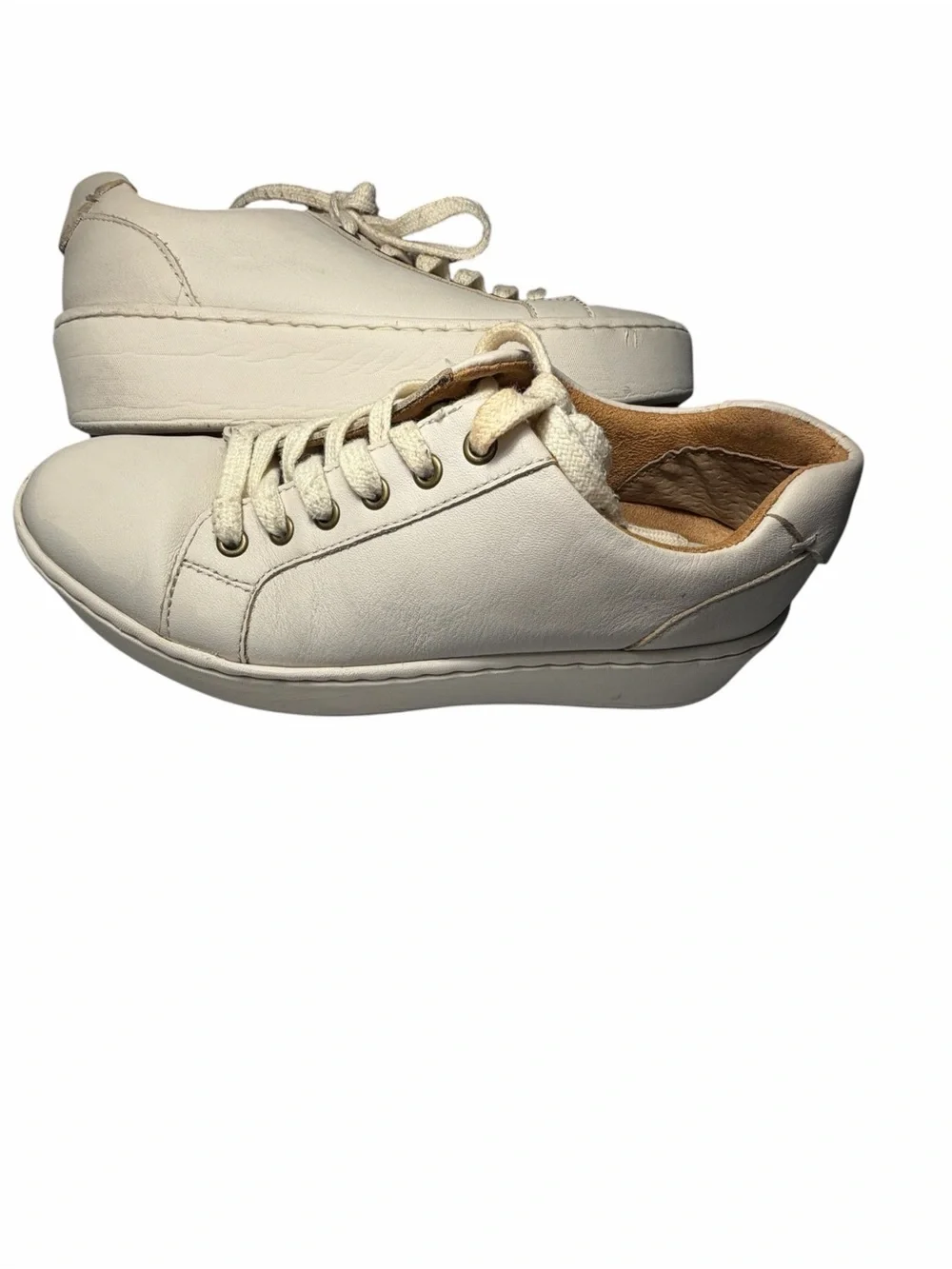 Born Mira Women's White Leather Lace-Up Sneakers Sz 6.5